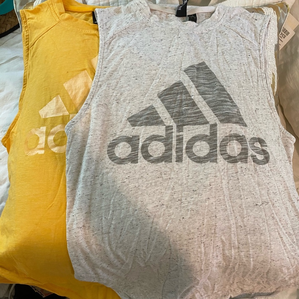 SET OF 2 - ADIDAS TANK TOPS yellow & grey